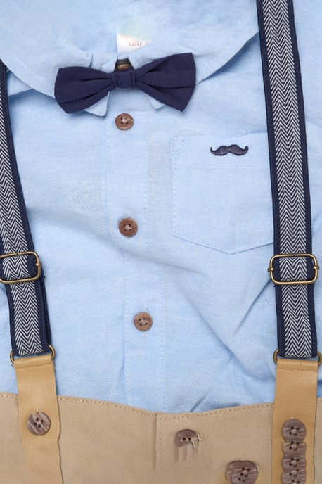 Mock Shirt Bodysuit, Shorts and Bowtie Outfit Set - Image 3