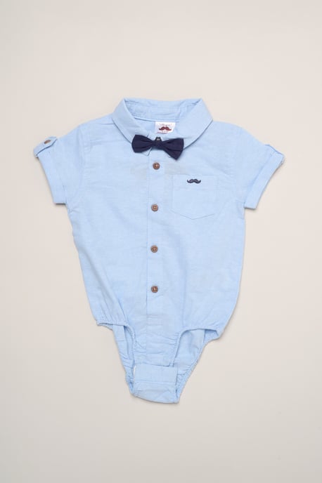 Mock Shirt Bodysuit, Shorts and Bowtie Outfit Set - Image 5