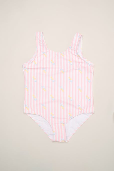 Lemon and Stripe Printed Swimsuit with Poncho and Sunglasses - Image 6