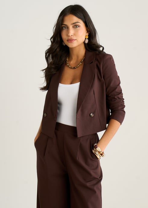 Brown Double Breasted Linen Jacket - Image 3