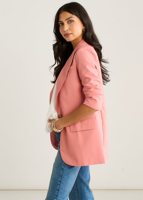 Coral Edge To Edge Linen Jacket - Image 3