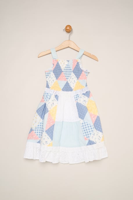 Gingham Patchwork and Broderie Dress - Image 1