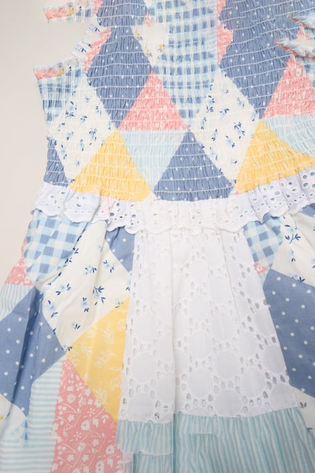 Gingham Patchwork and Broderie Dress - Image 3