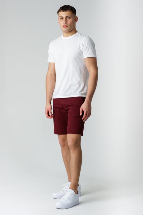 Burgundy Classic Chino Shorts With Button Fastening And Belt Loops - Image 3
