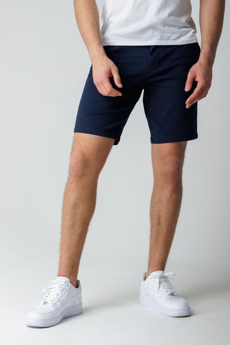 Navy Classic Chino Shorts With Button Fastening And Belt Loops - Image 1