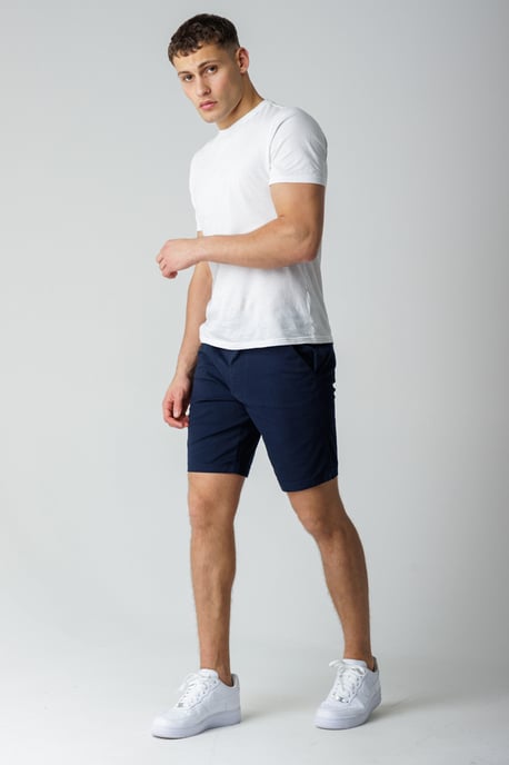 Navy Classic Chino Shorts With Button Fastening And Belt Loops - Image 3