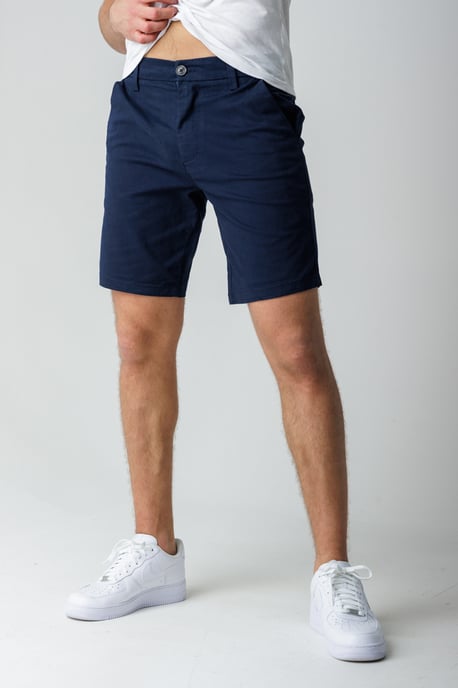 Navy Classic Chino Shorts With Button Fastening And Belt Loops - Image 4