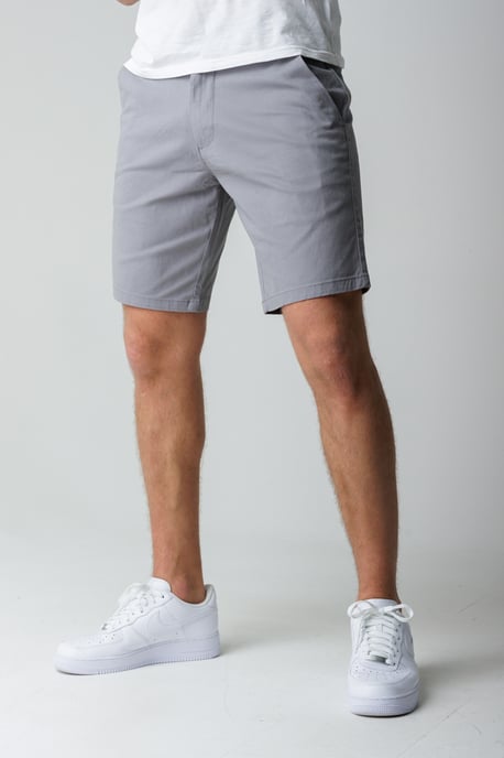 Grey Classic Chino Shorts With Button Fastening And Belt Loops - Image 1