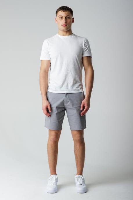 Grey Classic Chino Shorts With Button Fastening And Belt Loops - Image 3