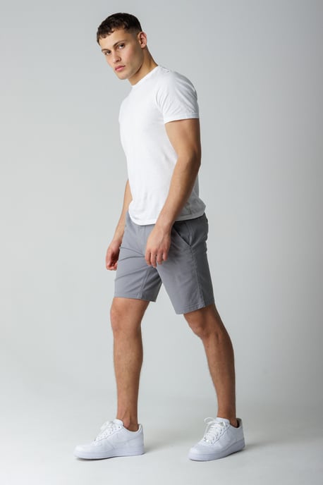 Grey Classic Chino Shorts With Button Fastening And Belt Loops - Image 4