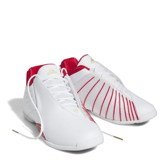 Men's adidas T-Mac 3 Stripe Low Top Trainers in White - Image 3