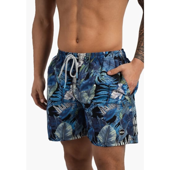 Happy Shorts Heren zwemshort gebloemde jungle print blauw - Image 2