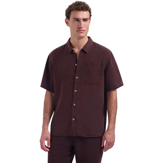 No Excess Shirt short sleeve with linen, garm dark brown - Image 2