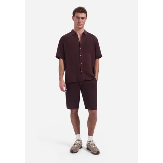 No Excess Shirt short sleeve with linen, garm dark brown - Image 4