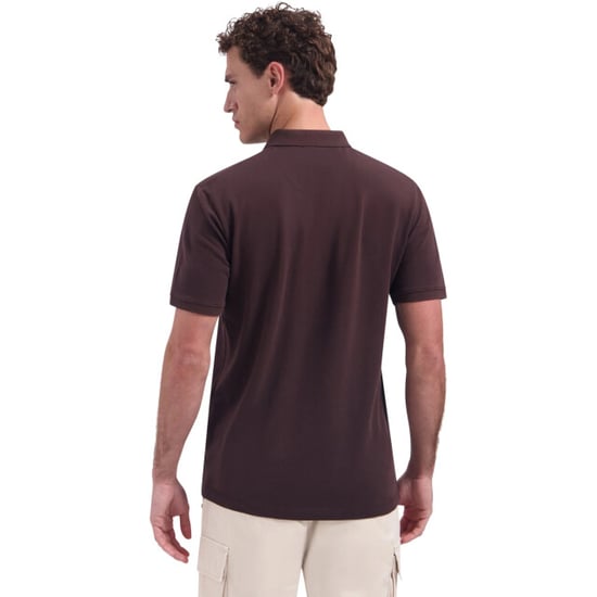 No Excess Polo short sleeve zip garment dyed dark brown - Image 4