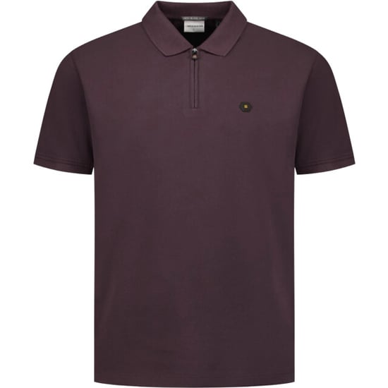 No Excess Polo short sleeve zip garment dyed dark brown - Image 6