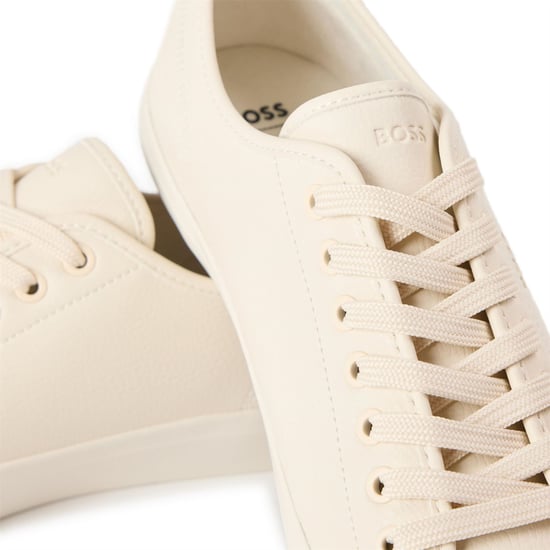 Men's Boss Low Profile Sporty Trainers With Rubber Soles in Light Beige - Image 3