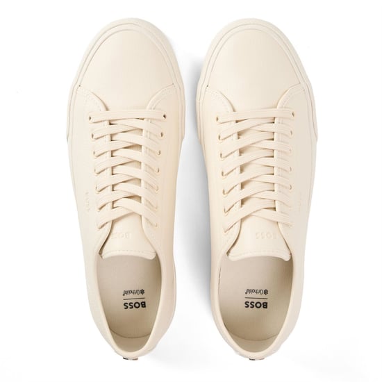 Men's Boss Low Profile Sporty Trainers With Rubber Soles in Light Beige - Image 4