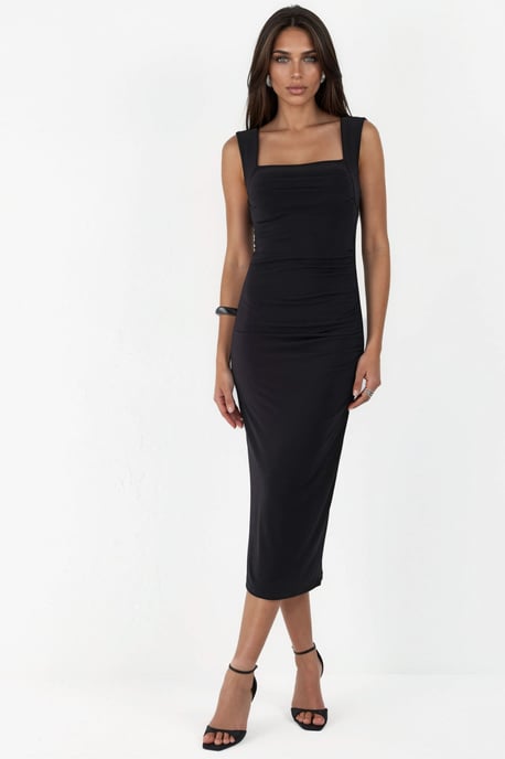 Vierkante Korset Bodycon Sandy Midi Jurk - Image 6