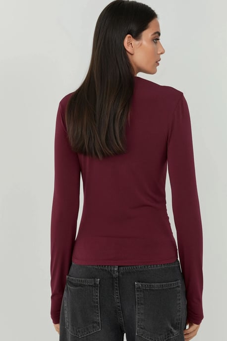 Boat Neck Blouse with Gathering Detail - Image 4