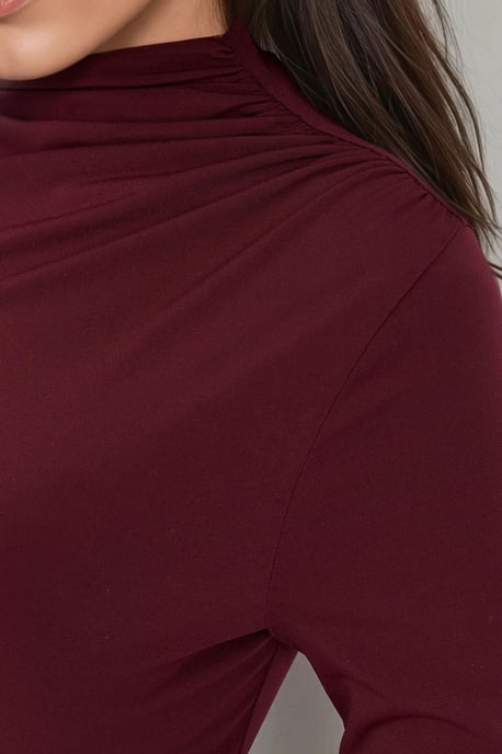 Boat Neck Blouse with Gathering Detail - Image 6