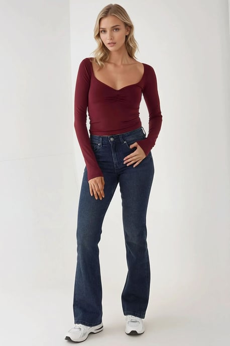 Slim Fit V-ringad långärmad topp - Image 5
