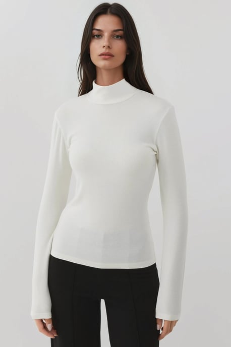 Ultra Zachte Aanraak Slim Fit Coltrui Gebreid Top - Image 1