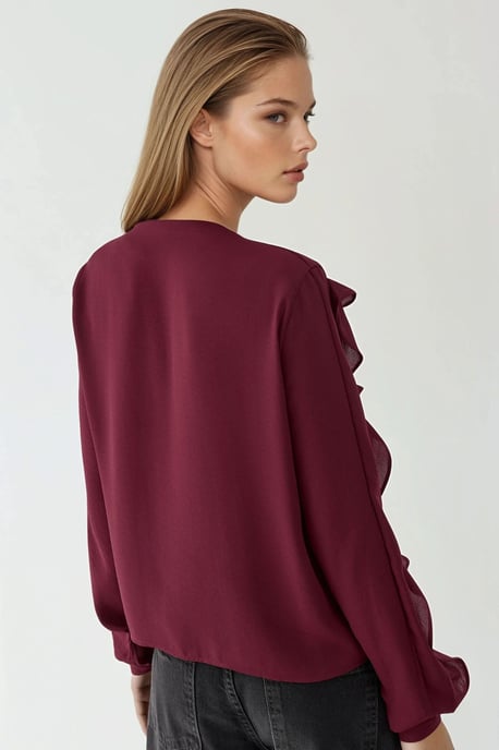 Tippet Collar Flounced Bohemian Shirt - Image 3