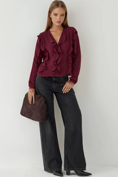 Tippet Collar Flounced Bohemian Shirt - Image 5