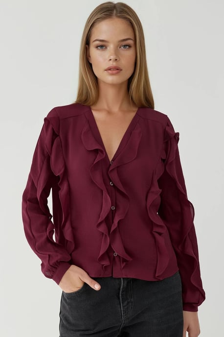 Tippet Collar Flounced Bohemian Shirt - Image 6