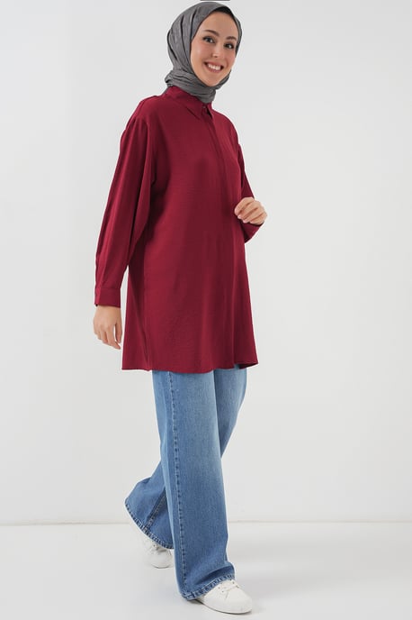 Oversized Lange Mouwen Knopen Blouse met Kraag - Image 2
