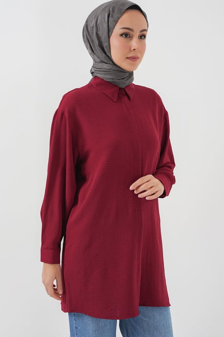 Oversized Lange Mouwen Knopen Blouse met Kraag - Image 3