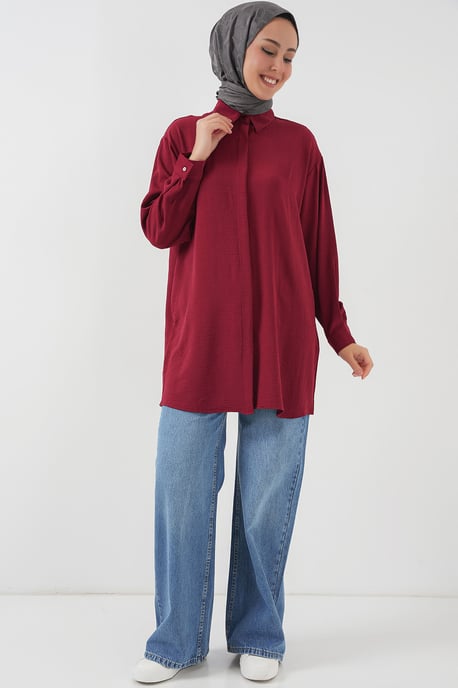 Oversized Lange Mouwen Knopen Blouse met Kraag - Image 4