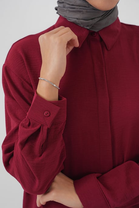 Oversized Lange Mouwen Knopen Blouse met Kraag - Image 5