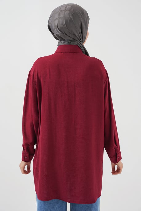 Oversized Lange Mouwen Knopen Blouse met Kraag - Image 6