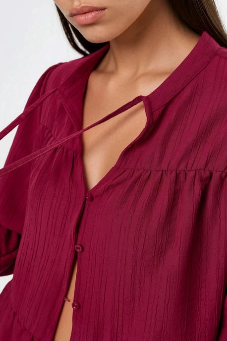 Long Sleeve Tippet Collar Blouse - Image 3