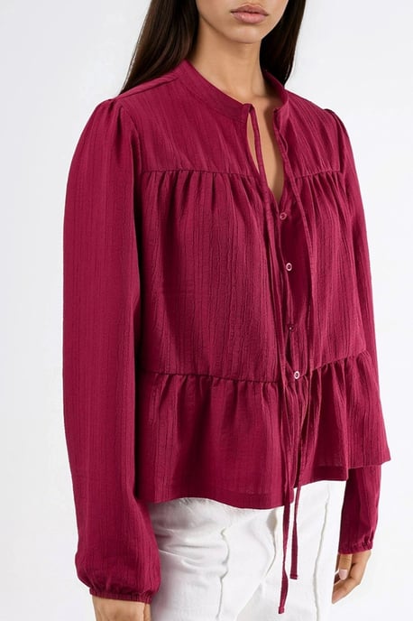 Long Sleeve Tippet Collar Blouse - Image 5
