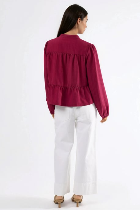 Long Sleeve Tippet Collar Blouse - Image 6