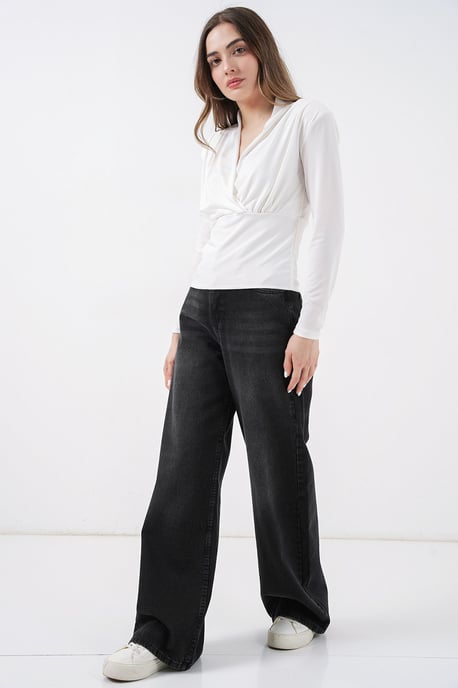 V-ringad Draperad Blus - Image 2