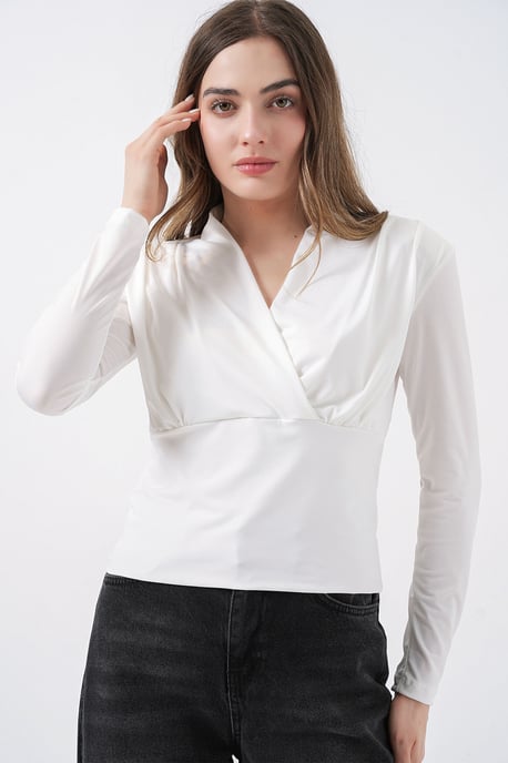 V-ringad Draperad Blus - Image 4