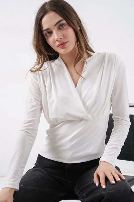V-ringad Draperad Blus - Image 5