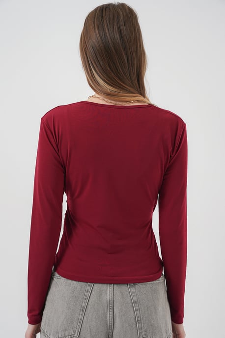 Dubbelzijdige blouse met lange mouwen en plooidetail - Image 6
