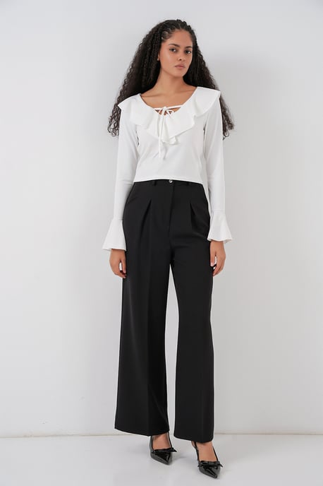 Rimpelige V-hals Korte Blouse - Image 2