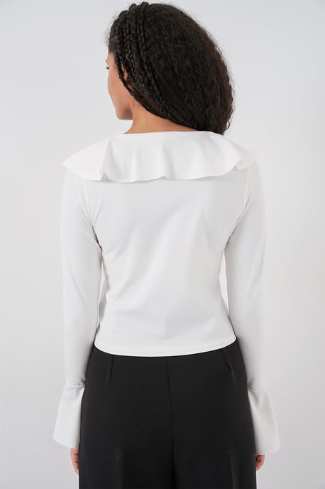 Rimpelige V-hals Korte Blouse - Image 6