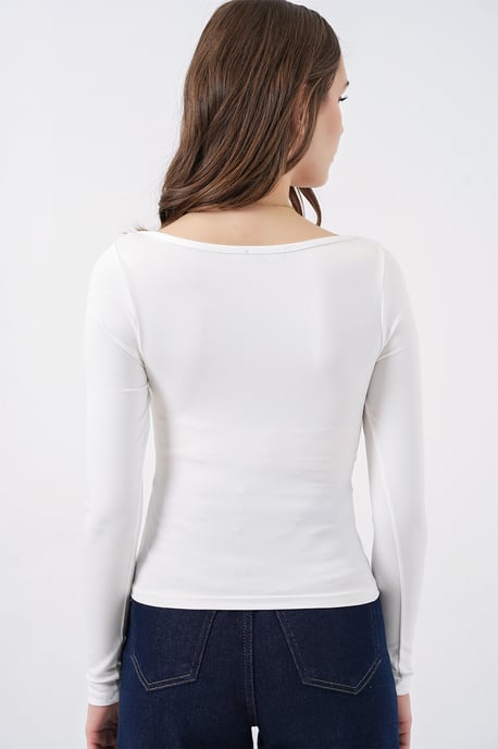 Långärmad Figursydd Blus med Hjärtkrage - Image 5