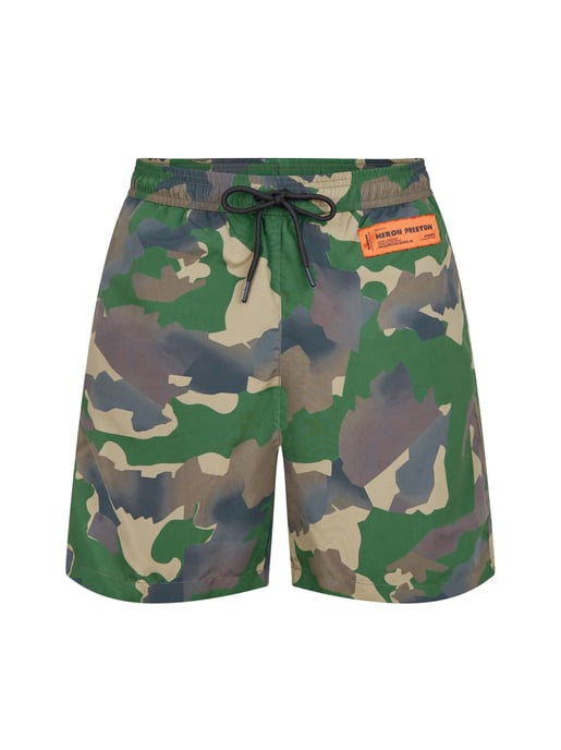Badshorts med kamouflagemönster och logotyp - Image 1