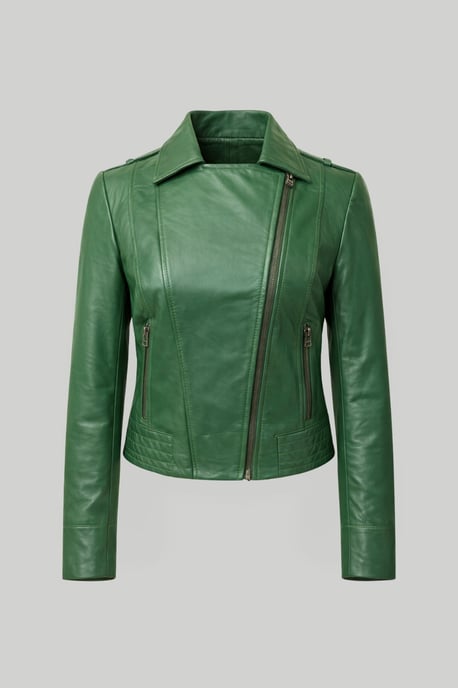 Armin Leather Biker Jacket in Forest Green - Image 3