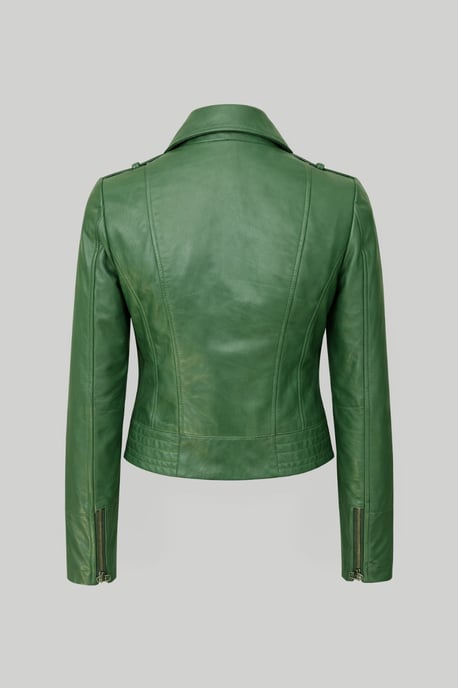 Armin Leather Biker Jacket in Forest Green - Image 4