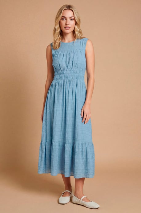 Shaped Shirred Bodice Midi Dress - Image 1