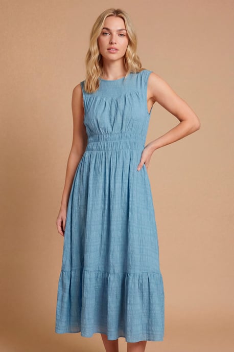 Shaped Shirred Bodice Midi Dress - Image 3